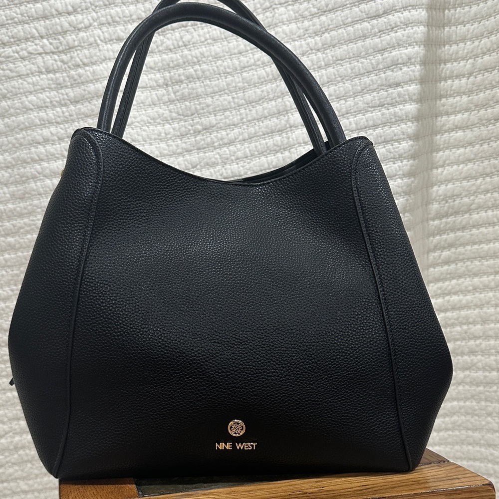 Nine West Black Etta Jet Set Carryall Shoulder Bag NWT